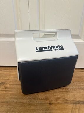 Vintage Igloo Lunchmate Hard Plastic Lunch Box Cooler 1989 Dark Blue & White